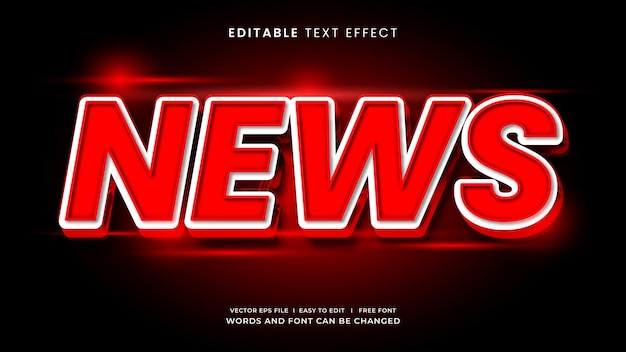 Efecto de texto editable de noticias en negrita roja