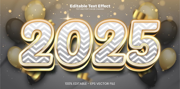 Efecto de texto editable para el nuevo año 2025 en estilo de tendencia moderna