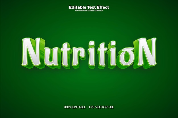 Efecto de texto editable de nutrición en estilo de tendencia moderna Premium Vector