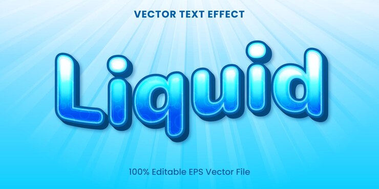 Vector efecto de texto editable para el océano de agua líquida