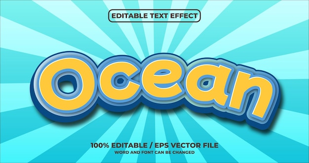 Efecto de texto editable en el océano