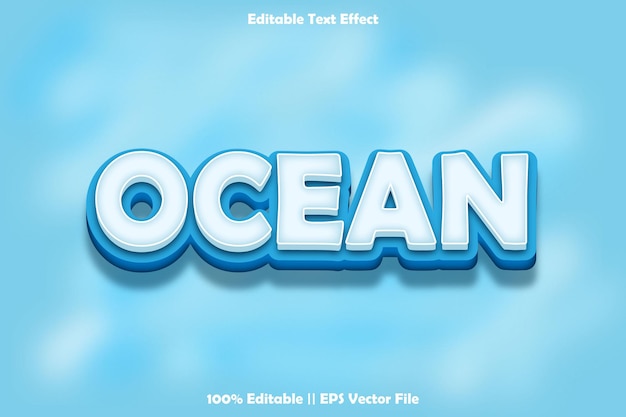 efecto de texto editable del océano