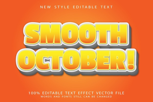 Efecto de texto editable de octubre suave en relieve estilo moderno