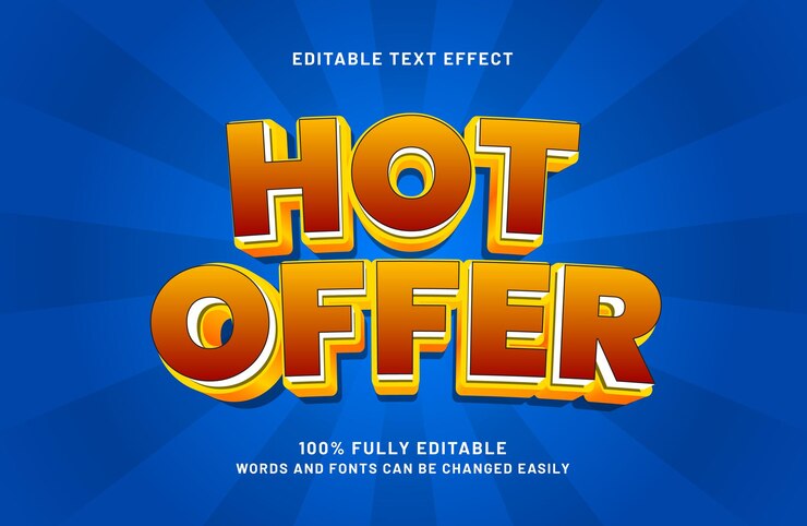 Vector efecto de texto editable de oferta caliente en estilo de descuento y venta
