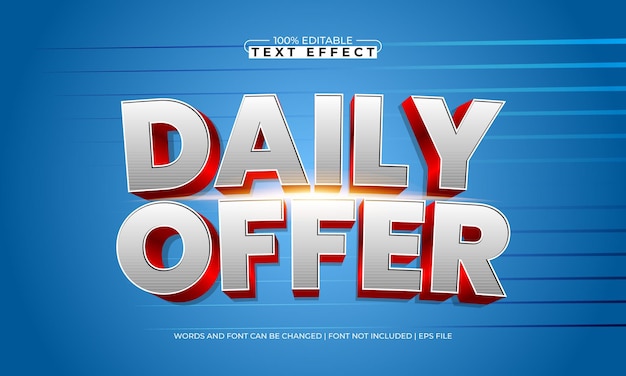 Efecto de texto editable de oferta diaria con un estilo de texto de venta y oferta