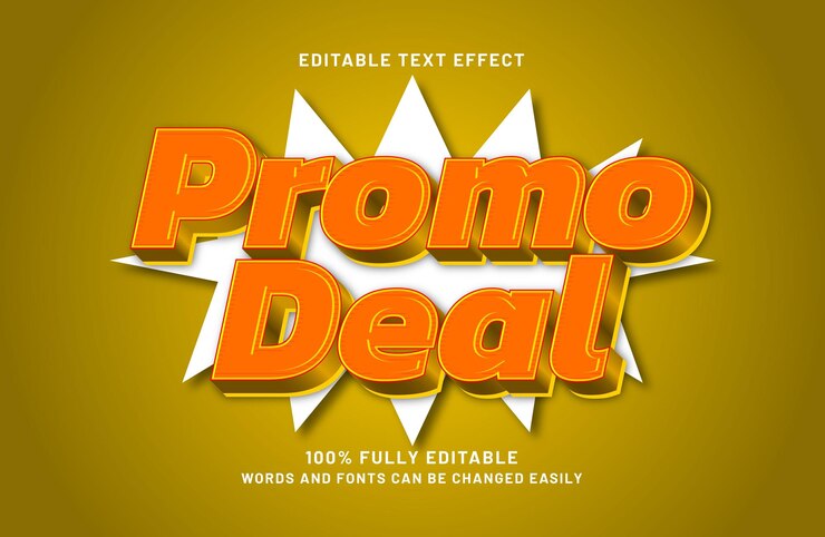 Vector efecto de texto editable de ofertas promocionales en estilo de texto de venta y descuento