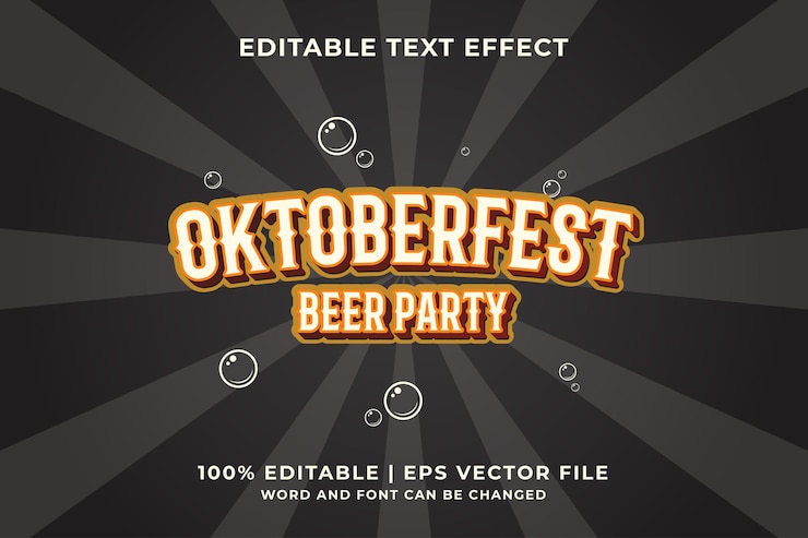 Vector efecto de texto editable oktoberfest beer party vector premium
