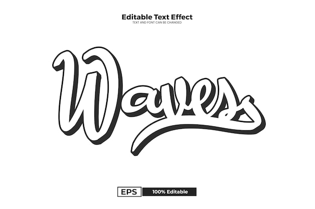 Efecto de texto editable de olas en estilo de tendencia moderna