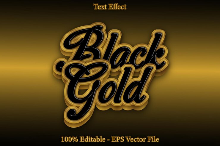 Vector efecto de texto editable en oro negro diseño de estilo degradado en relieve 3d
