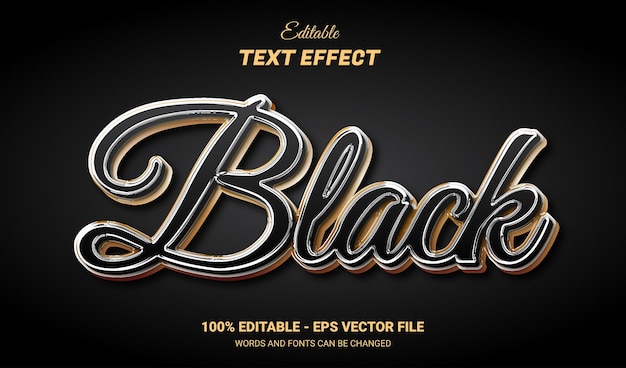 Vector efecto de texto editable de oro negro