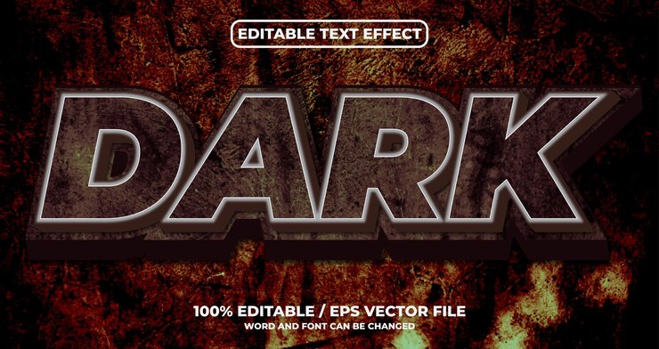 Vector efecto de texto editable oscuro