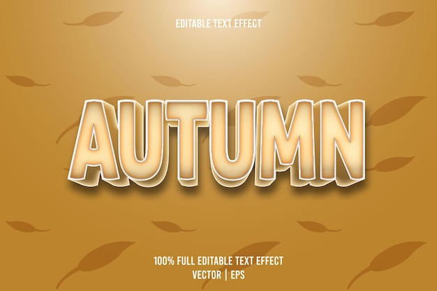 Efecto de texto editable de otoño estilo de dibujos animados en relieve en 3 dimensiones