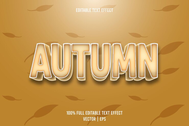 Vector efecto de texto editable de otoño estilo de dibujos animados en relieve en 3 dimensiones