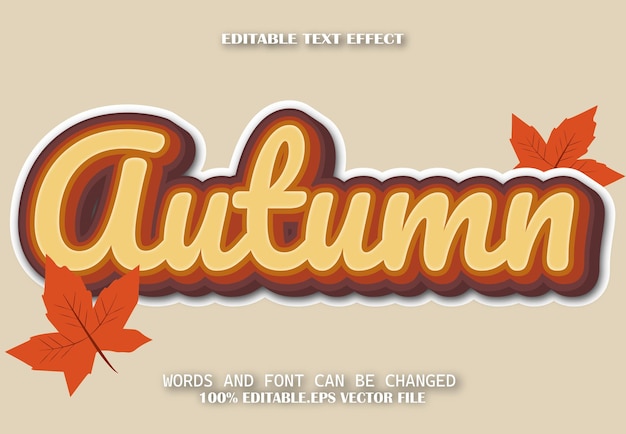 Efecto de texto editable de otoño Estilo de dibujos animados