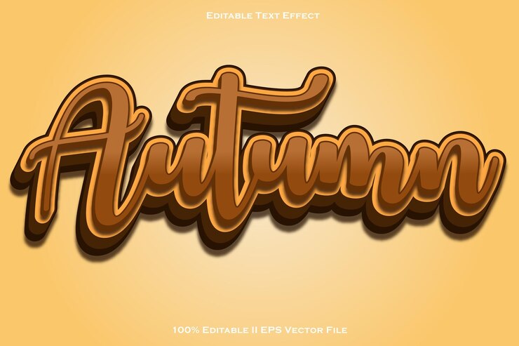 Vector efecto de texto editable de otoño estilos de gradiente en relieve 3d