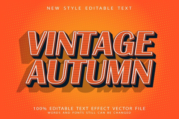 Efecto de texto editable de otoño vintage en relieve estilo vintage