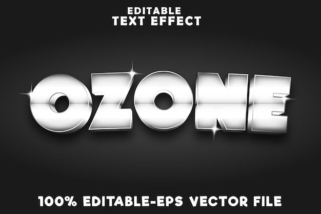 Efecto de texto editable ozono con elegante estilo plateado de lujo