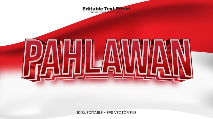 Vector efecto de texto editable pahlawan en estilo de tendencia moderna