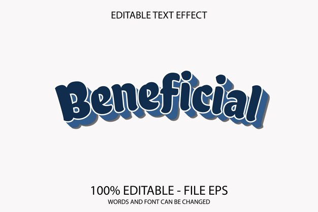 Vector efecto de texto editable, las palabras beneficiosas y la fuente se pueden cambiar