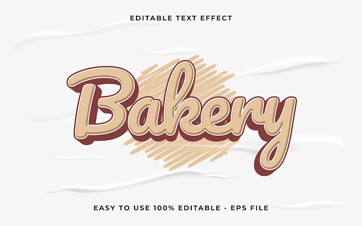 Vector efecto de texto editable de panadería efecto de texto vectorial minimalista
