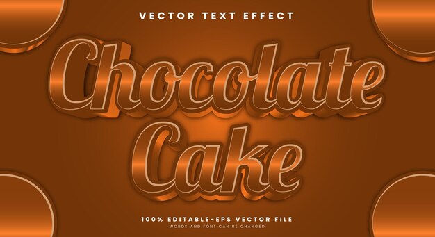 Efecto de texto editable de pastel de chocolate plantilla adecuada para el menú de alimentos dulces