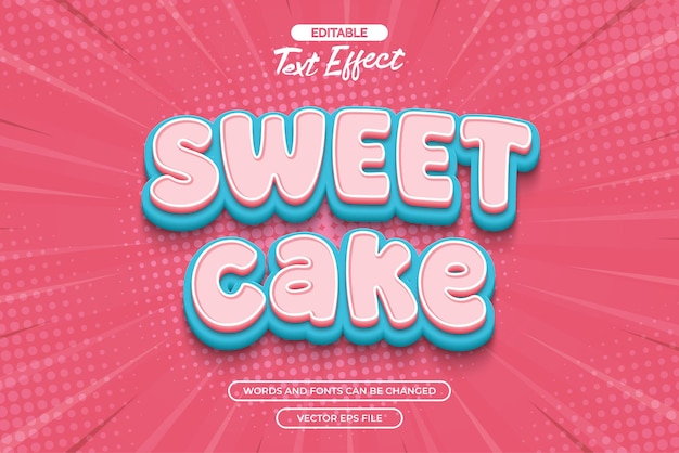 Efecto de texto editable de pastel dulce