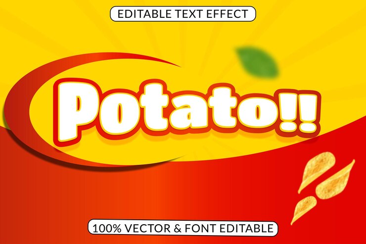 Vector efecto de texto editable de patata de comida