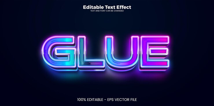 Vector efecto de texto editable de pegamento en estilo de tendencia moderna