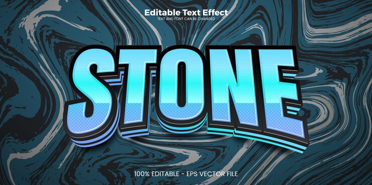 Vector efecto de texto editable de piedra en estilo de tendencia moderna.