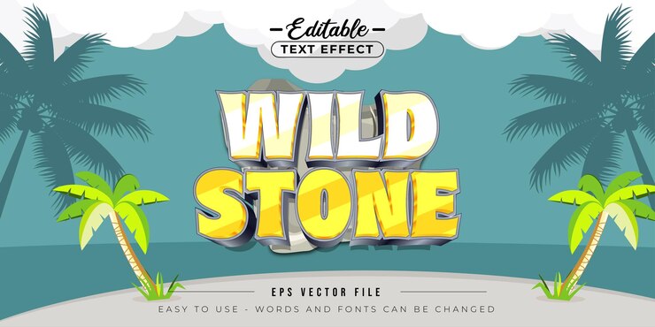 Vector efecto de texto editable de piedra salvaje