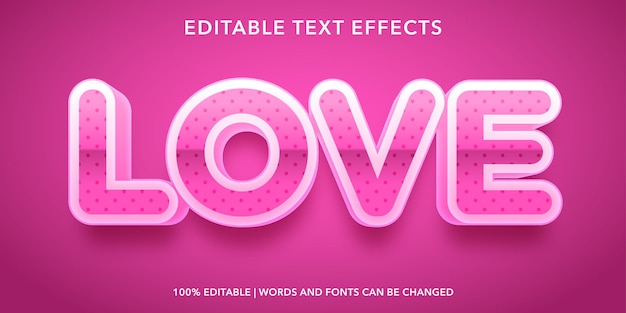 Efecto de texto editable pink love