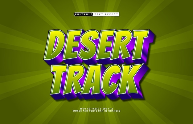 efecto de texto editable de pista del desierto con un estilo de texto de juego y juego