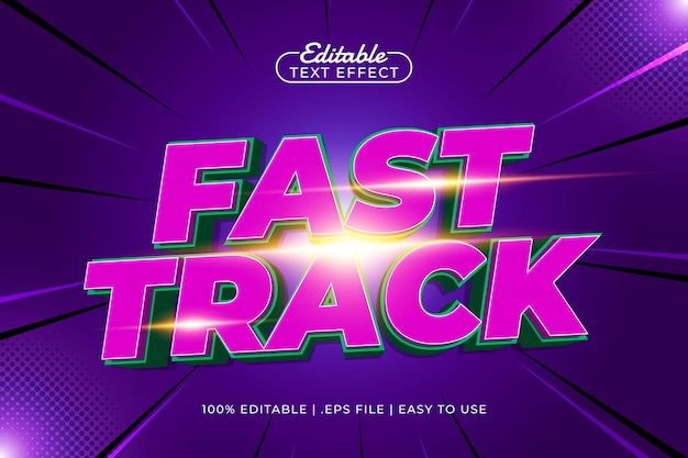 efecto de texto editable de pista rápida con un estilo de texto de carrera y velocidad