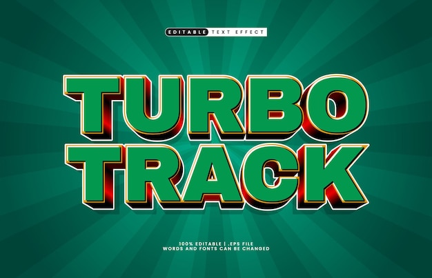 efecto de texto editable de pista turbo con un estilo de texto de carrera y juego