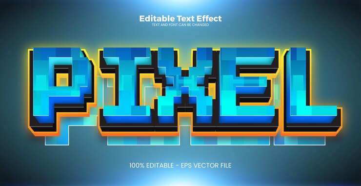 Vector efecto de texto editable de píxeles en estilo de tendencia moderna