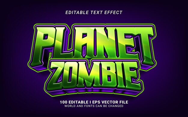 Efecto de texto editable planeta zombie