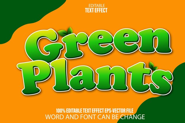 Efecto De Texto Editable De Plantas Verdes Estilo De Dibujos Animados