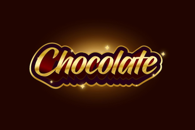 Vector efecto de texto editable de plantilla 3d de chocolate dorado y caramelo