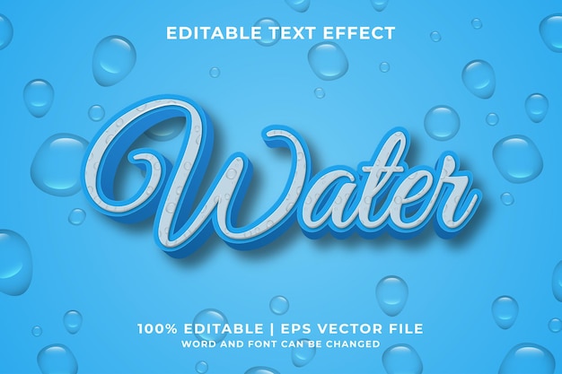 Efecto de texto editable - plantilla 3d de estilo de dibujos animados de agua Vector Premium