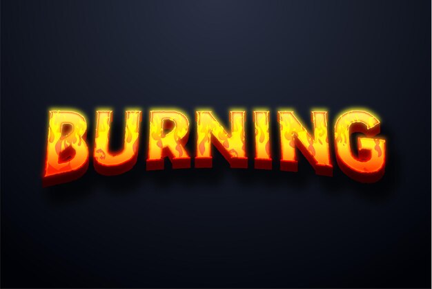 Vector efecto de texto editable de plantilla 3d de fuego ardiente