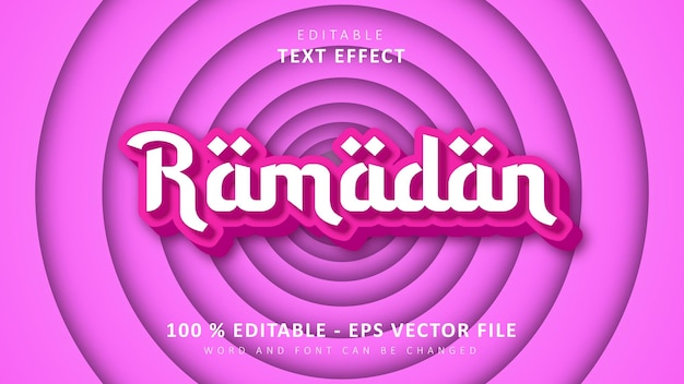Efecto de texto editable Plantilla de efecto de texto 3D Ramadán Estilo rosa suave