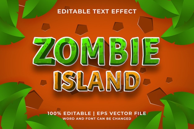 Efecto de texto editable: plantilla de estilo zombie island cartoon. vector premium