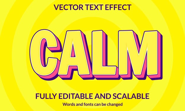 Efecto de texto editable Plantilla de vector de estilo 3d tranquilo