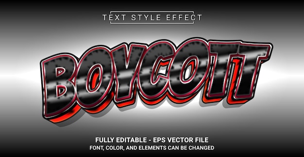 Vector efecto de texto editable con la plantilla de vector gráfico premium del tema de boicot