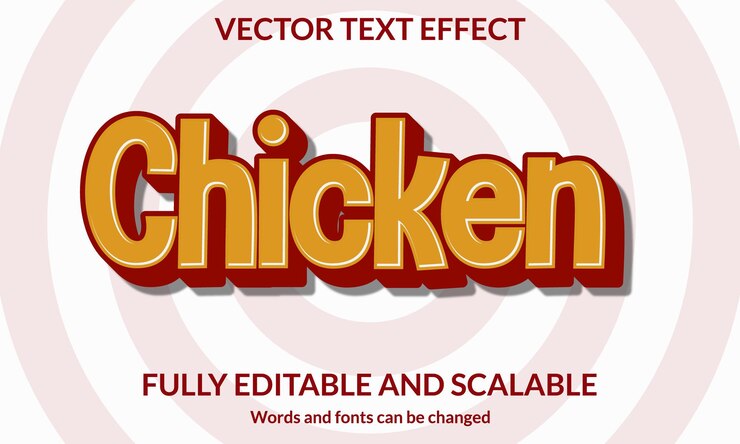 Vector efecto de texto editable plantilla vectorial de estilo chicken 3d