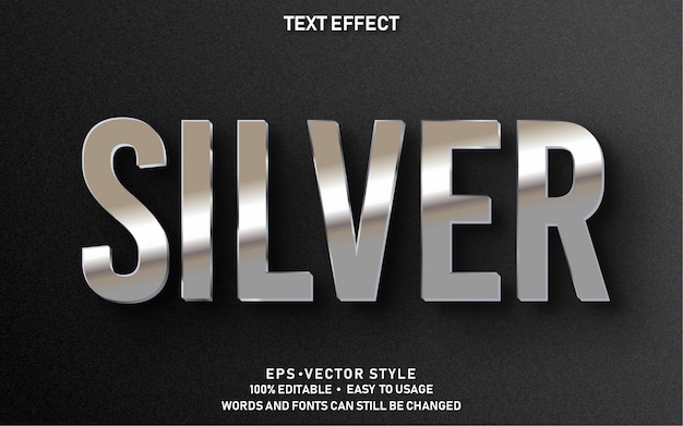 Efecto de texto editable Plata