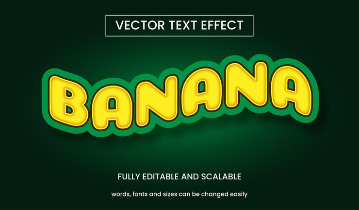 Vector efecto de texto editable de plátano moderno