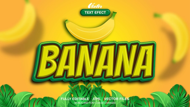 Vector efecto de texto editable de plátano vector premium
