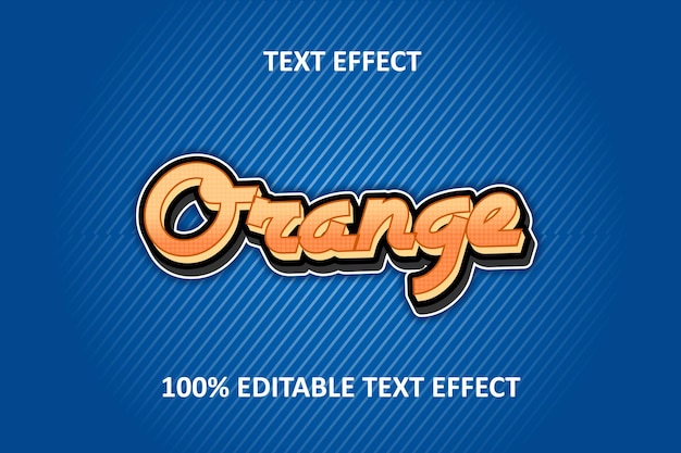 Efecto de texto editable plateado naranja azul