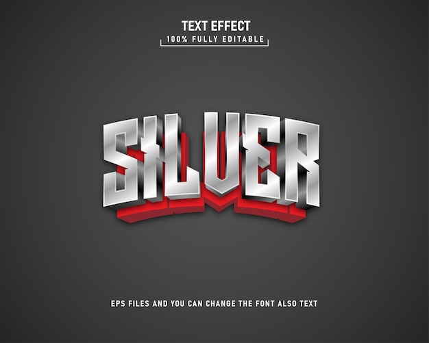 Efecto de texto editable plateado